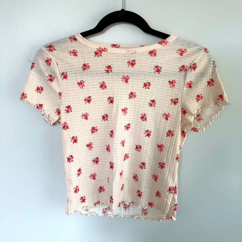 Gaze Pink Skater Crop Top with Roses